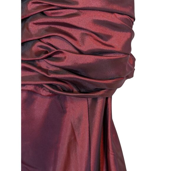 JS Collections Ruched Mermaid Gown With Rhinestone Brooch Red Size 12 - Picture 2 of 7